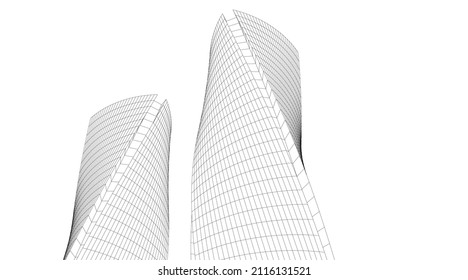 Ilustración del vector 3d de la arquitectura de la ciudad