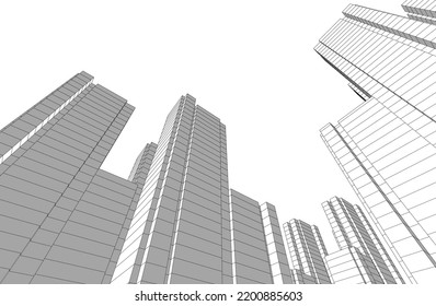 ilustración 3d de la arquitectura de la ciudad