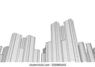 city architecture vector 3d illustration