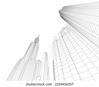 Ilustración del vector 3d de la arquitectura de la ciudad