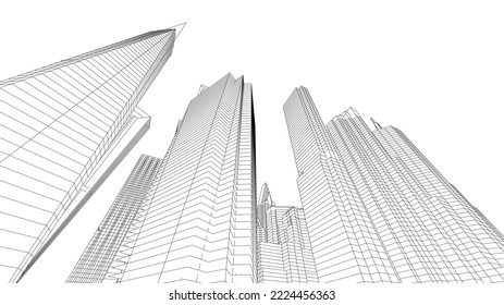 City architecture vector 3d illustration