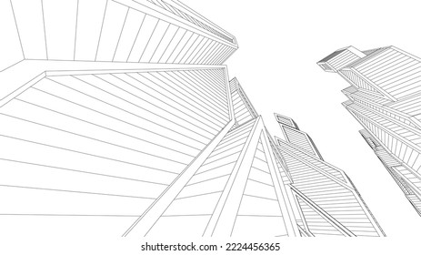 City architecture vector 3d illustration