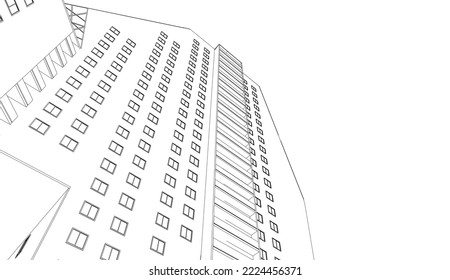 Ilustración del vector 3d de la arquitectura de la ciudad