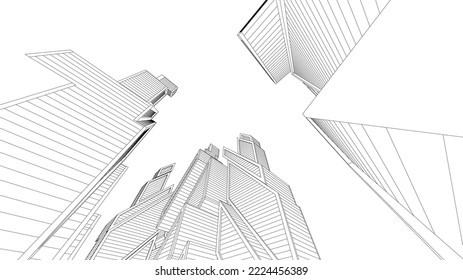 City architecture vector 3d illustration