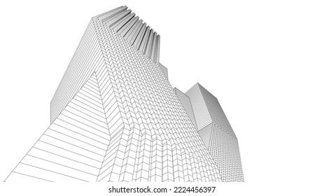 City architecture vector 3d illustration
