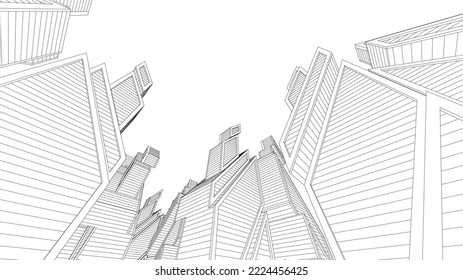 Ilustración del vector 3d de la arquitectura de la ciudad