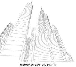 City architecture vector 3d illustration