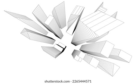 city architecture vector 3d illustration