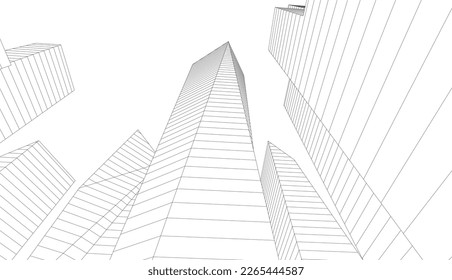 city architecture vector 3d illustration