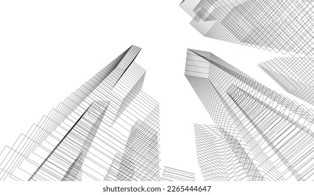 ilustración 3d de la arquitectura de la ciudad