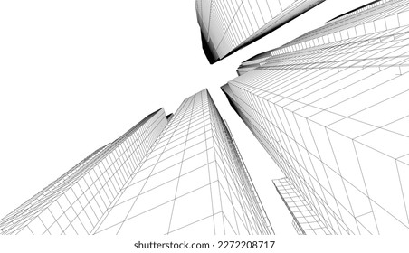 City architecture vector 3d illustration
