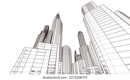 City architecture vector 3d illustration