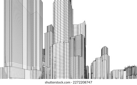 City architecture vector 3d illustration