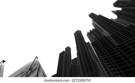 Ilustración del vector 3d de la arquitectura de la ciudad