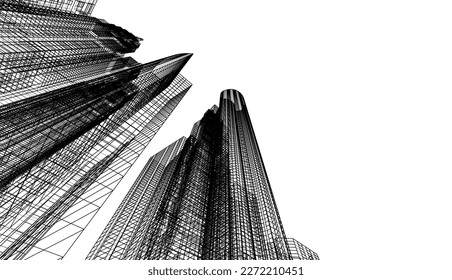 City architecture vector 3d illustration