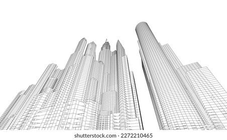 Ilustración del vector 3d de la arquitectura de la ciudad