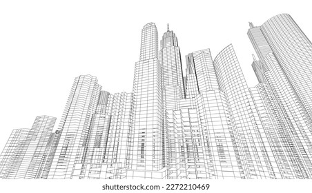 City architecture vector 3d illustration