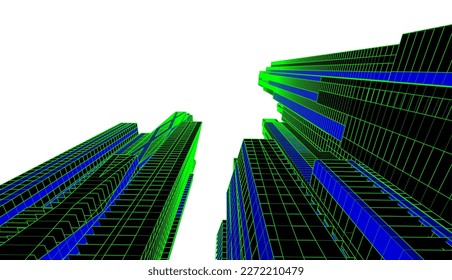 City architecture vector 3d illustration