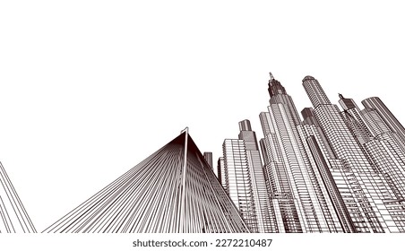 Ilustración del vector 3d de la arquitectura de la ciudad