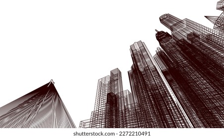 City architecture vector 3d illustration