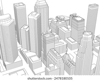 city architecture vector 3d illustration