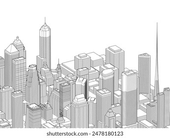 Stadtarchitektur Vektorgrafik 3D-Illustration