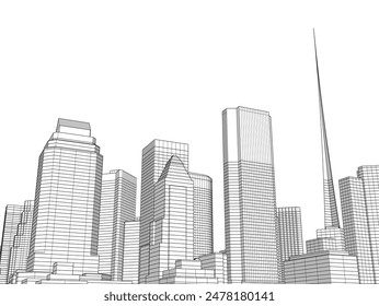 Vector de arquitectura de la ciudad ilustración 3d