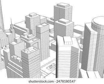 Stadtarchitektur Vektorgrafik 3D-Illustration