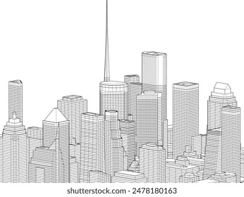 city architecture vector 3d illustration