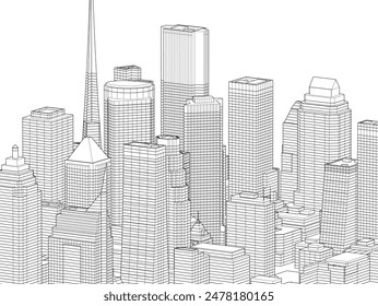 city architecture vector 3d illustration