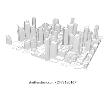 Stadtarchitektur Vektorgrafik 3D-Illustration