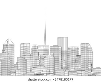 Vector de arquitectura de la ciudad ilustración 3d