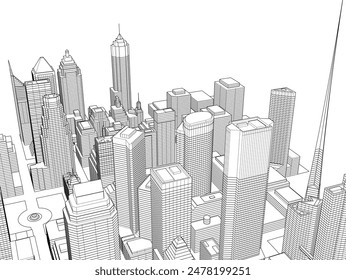 city architecture vector 3d illustration