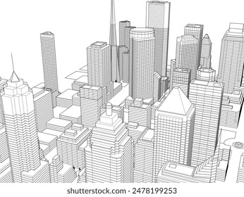 city architecture vector 3d illustration