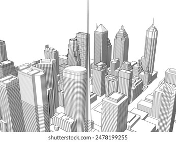 city architecture vector 3d illustration