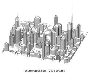 Vector de arquitectura de la ciudad ilustración 3d