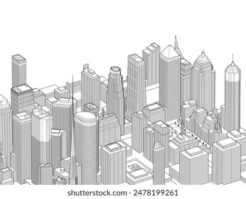 city architecture vector 3d illustration