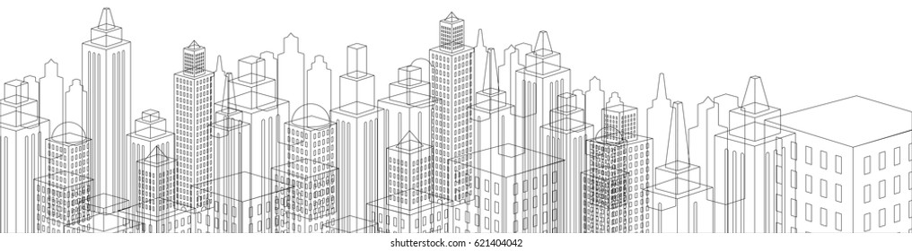 City Art, Downtown skyline, Urban Style (Vector Art)