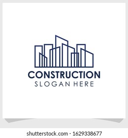 city and art line logo design template, construction logo design template