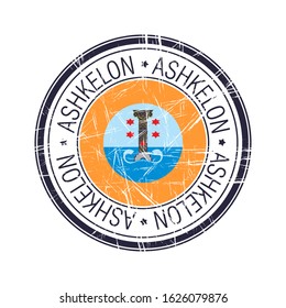 City of Ashkelon, Israel postal rubber stamp, vector object over white background