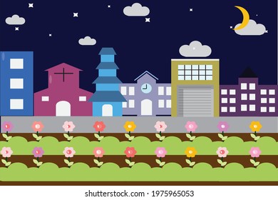 City Atmosphere Vector at Night