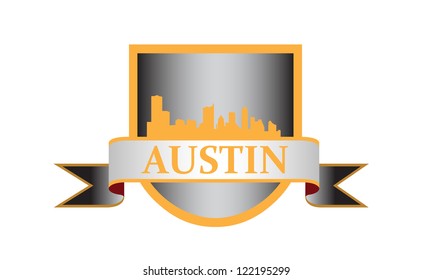 City of Austin crest with high rise buildings skyline