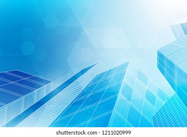 City background architectural with drawings of modern for use web, magazine or poster vector design.