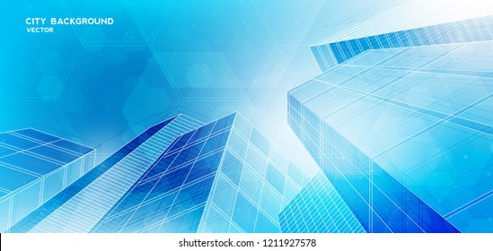 City background architectural with drawings of modern for use web, magazine or poster vector design.