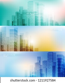 City background architectural with drawings of modern for use web, magazine or poster vector design.