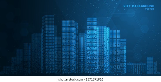 City background architectural with drawings of modern for use web, magazine or poster vector design.