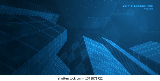 City background architectural with drawings of modern for use web, magazine or poster vector design.