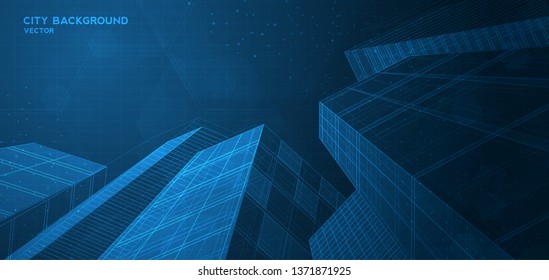 City background architectural with drawings of modern for use web, magazine or poster vector design.