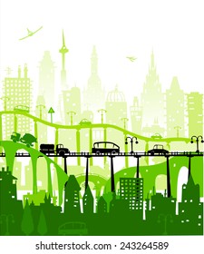 City background with bridges and roads