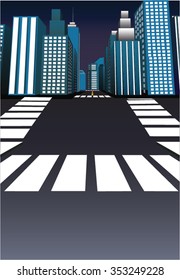City Background with Buildings Cartoon Vector